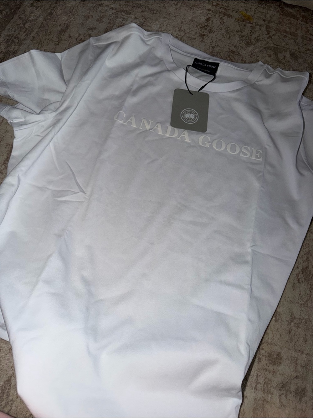 Canada Goose White Embossed Logo Crew Tee